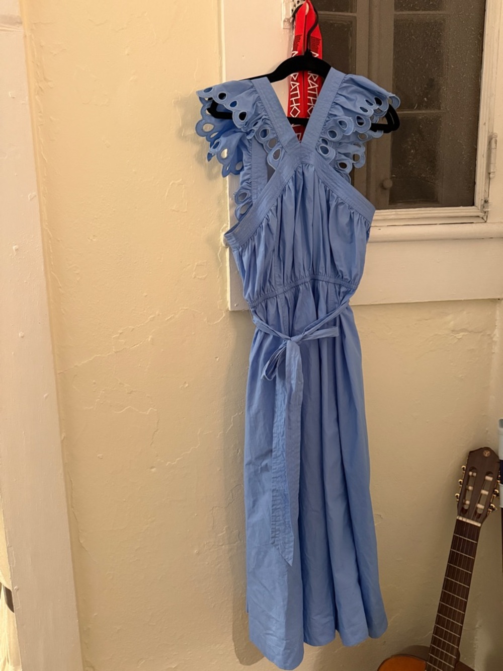 En Saison Light Blue Eyelet Sleeve Maxi Dress